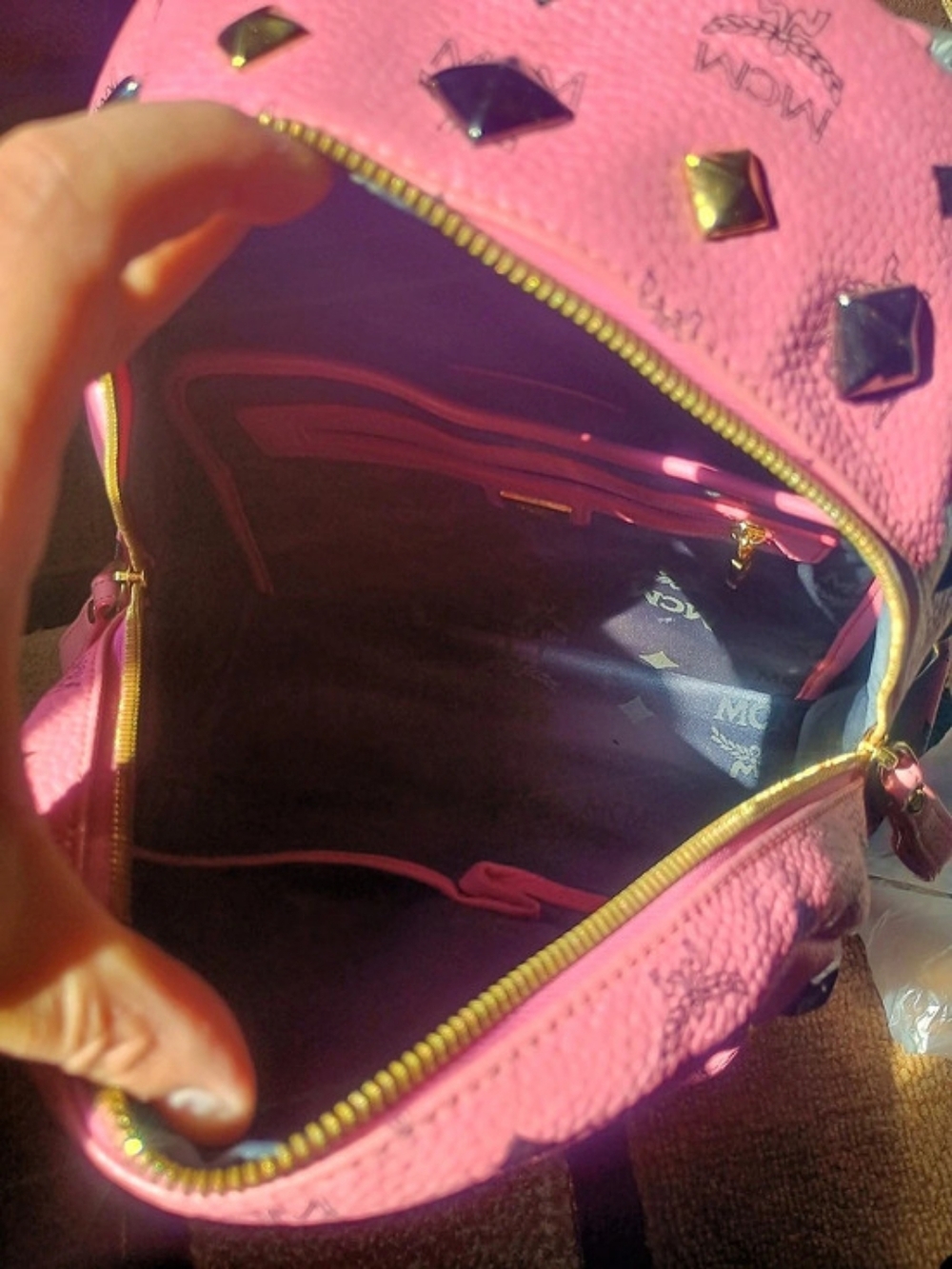 MCM Stark Side Studs Backpack in Visetos Pink - Picture 10 of 15